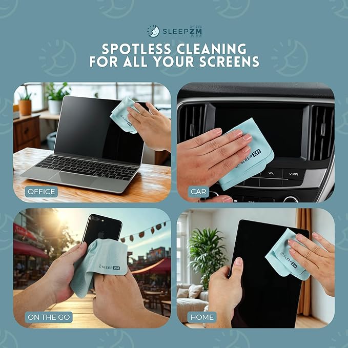 Sleep ZM 3 Pack Special Blue Light Glasses Microfiber Cleaning Cloths - Safe and Effective Cleans Lenses, Screens, Cameras, Eyeglasses, Cell Phone, LCD TV Screens and More (6X7)