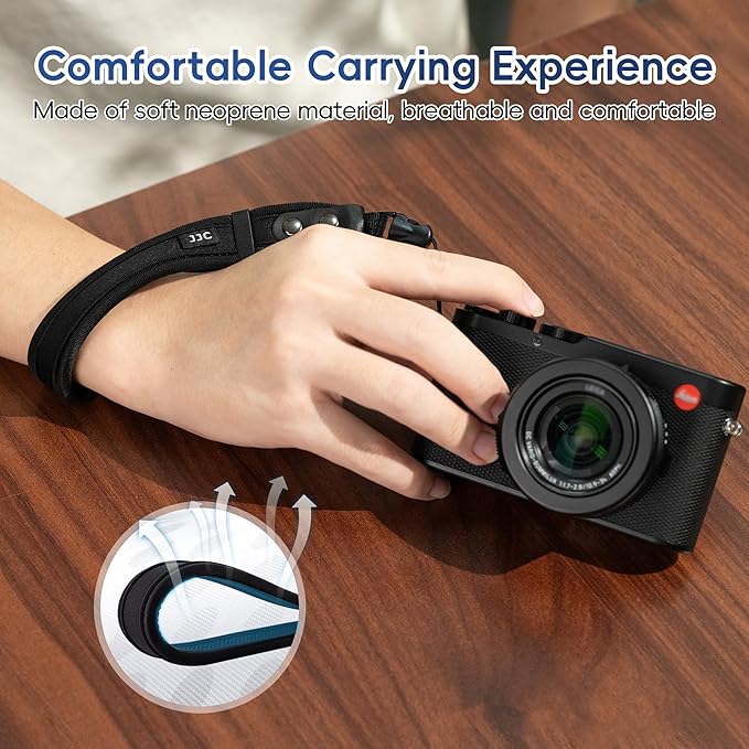 JJC Camera Wrist Strap, Soft Neoprene Hand Strap for Sony ZV-1 RX100 VI V IV III II VA Ricoh GR IV GR IIIx GR III HDF Canon EOS R100 G7X Mark III II G9X Mark II & More Compact Mirrorless Camera