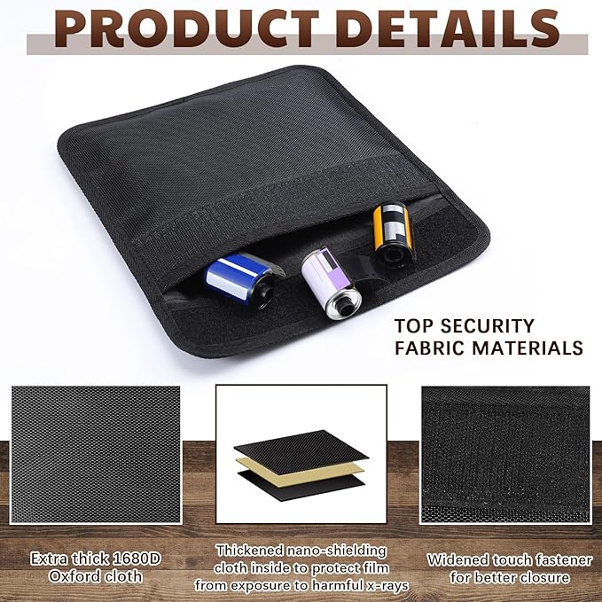 Cosblank 2 Pieces Filmguard Bag Waterproof Storage Carrying Case Xray Proof Bags Film X-Ray Protector Radiation-resistant Bag for Photographers Tourists Travelers, Black(711-12B Medium)