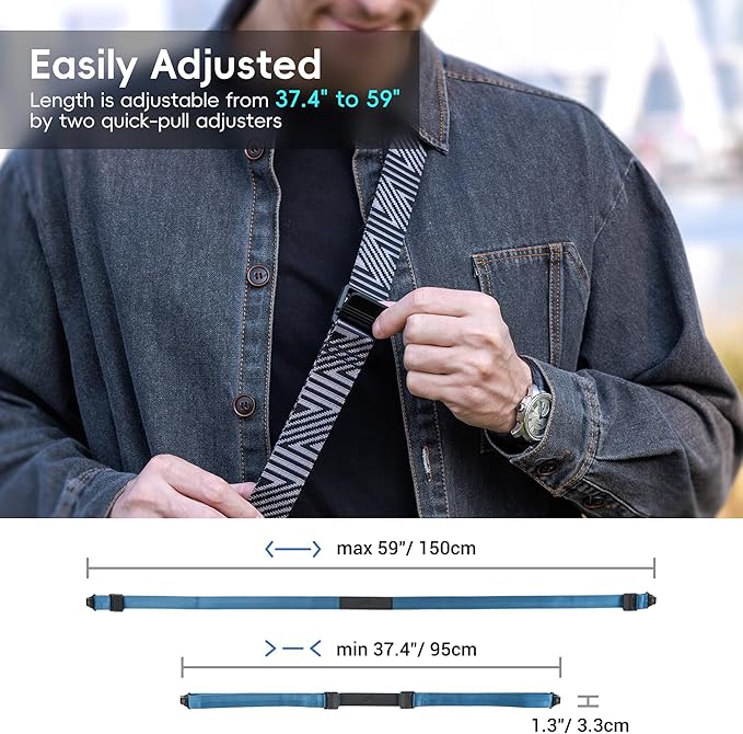 JJC DSLR Neck Strap with Patented Quick Release Buckles, Universal Adjustable Shoulder Sling Strap for Canon Nikon Sony Fujifilm Olympus Pentax DSLR SLR Cameras (Silver Grey)