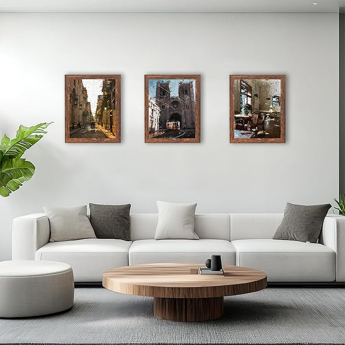 kennethan 11x14 Picture Frame Rotten Brown 1 Pcs Wooden Frame can Display 8x10 Picture with Mat or 11x14 Without Mat on the Wall For home decoration