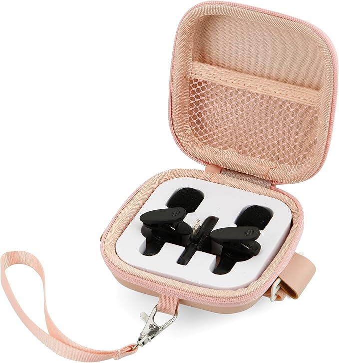 Wireless Lavalier Microphone Case Mini Mic Case for Wireless lavalier microphones Wireless Microphones Mini Tiny Mic Lapel Clip Microphones (PINK)