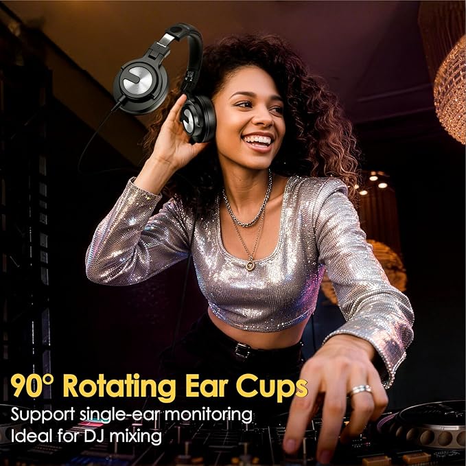 USB C Headphones Wired Over Ear with 50mm Drivers, Studio Monitor & Mixing DJ Headphones Professional with 6.35mm/3.5mm/Type-C Jack Over Ear Headsets for DJ Podcast Guitar AMP Piano Keyboard Recording