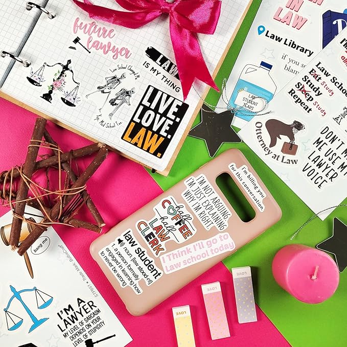 BulbaCraft 100 Pcs Law School Stickers, Lawyer Stickers, Law School Gifts, Gifts for Women & Men