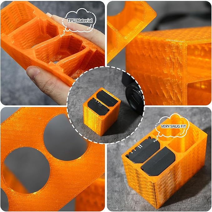 LingoFoto 2PCS Camera Battery Storage Soft Case with 2 Warehouses for Canon LP-E6/LP-E6N/LP-E6NH Camera Battery Protective Pack Case Holder (Orange,Double warehouse)