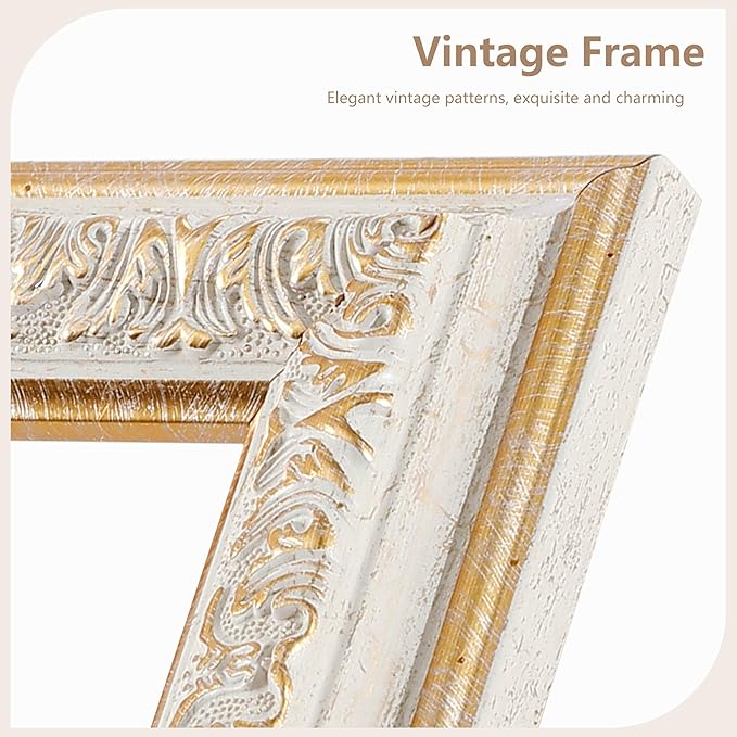 VIOLABBEY 12x18 Picture Frame White, Vintage Photo Frames Ornate without Mat for Wall Hanging