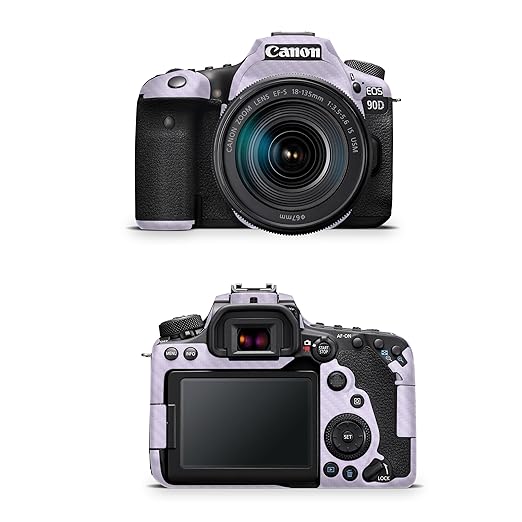 Carbon Fiber Camera Skin Compatible with Canon EOS 90D Camera (2019) - Solid Lilac - Premium 3M Vinyl Protective Wrap Decal Cover - Easy to Apply | Crafted in The USA by MightySkins
