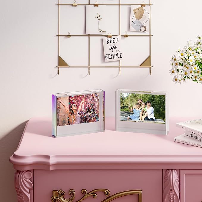 WINKINE Instax Frame, Acrylic Photo Frame for Wide Instax Film & 2 Mini Film 2x3, 108mm x86mm, Mini Polaroid Frame for Wide Format Cameras, 300, 210, 200 Printers