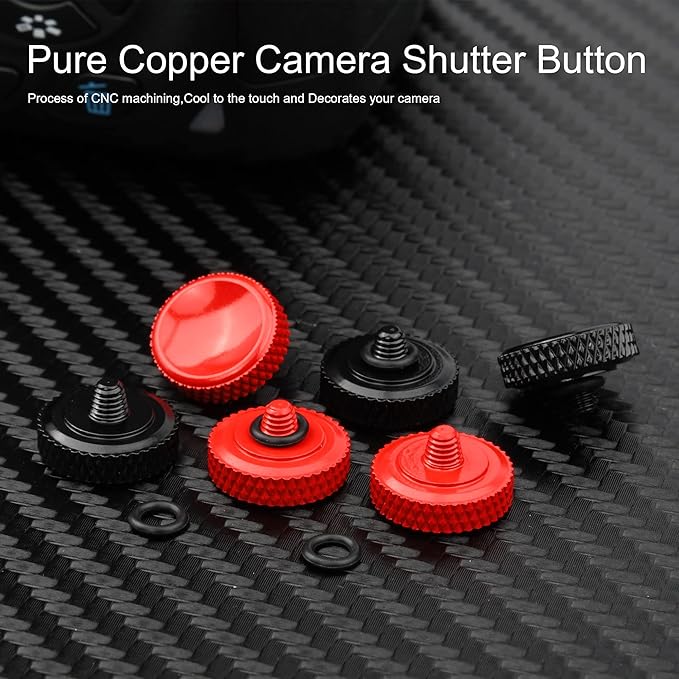 Yullmu Camera Shutter Button 2 Pack (Red & Black) Pure Copper Soft Release 1/4 Inch Thread Compatible with Fuji X-T5 3 4 X100V X-T30 Leica M9 Nikon DF and More Comfortable & Easy to Install
