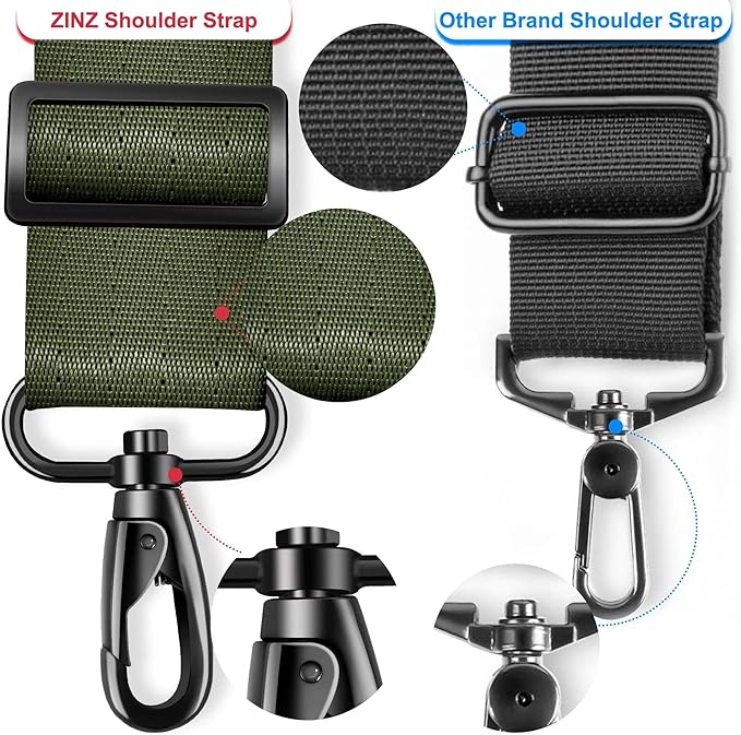 ZINZ 75" Shoulder Strap with Fixed Pad and Dual Balanced Buckles，Army Green