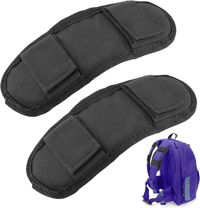 2 Pcs Black Shoulder Strap Pad,Universal Extra Thick Replacement Shoulder Strap Pad, Removable Fastener Cushions for Backpack Satchel Guitar Strap,Black Ergonomic Design for Comfortable Carrying