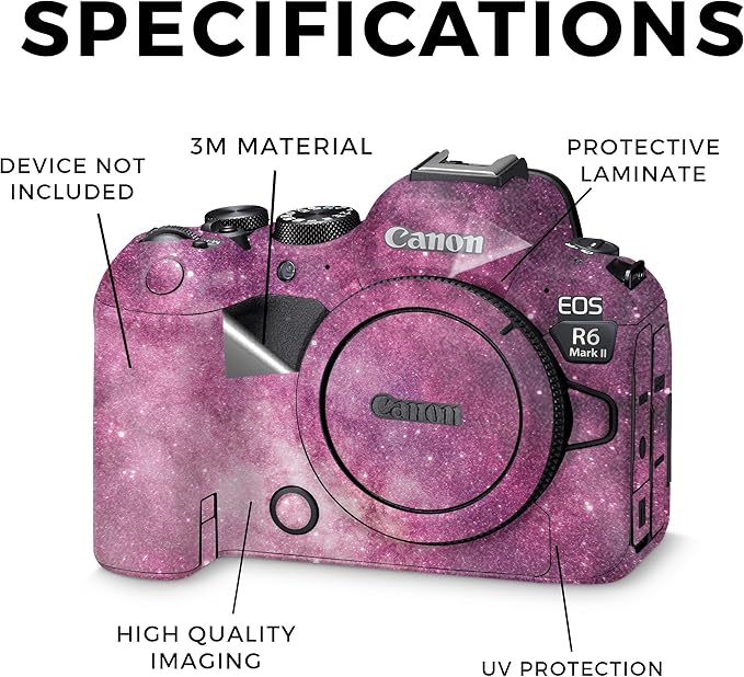 Glossy Glitter Camera Skin Compatible with Canon EOS R6 Mark II Camera (2022) - Pink Stars - Premium 3M Vinyl Protective Wrap Decal Cover - Easy to Apply | Crafted in The USA by MightySkins