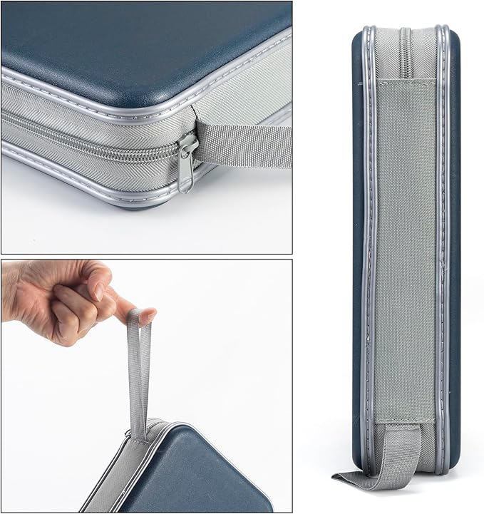 alavisxf xx CD Case, 96 Capacity Hard Plastic CD Holder Protective DVD Disc Storage Case Holder Portable Zipper CD DVD Organizer Storage Wallet for Car Home Travel(96 Capacity,Dark Blue)