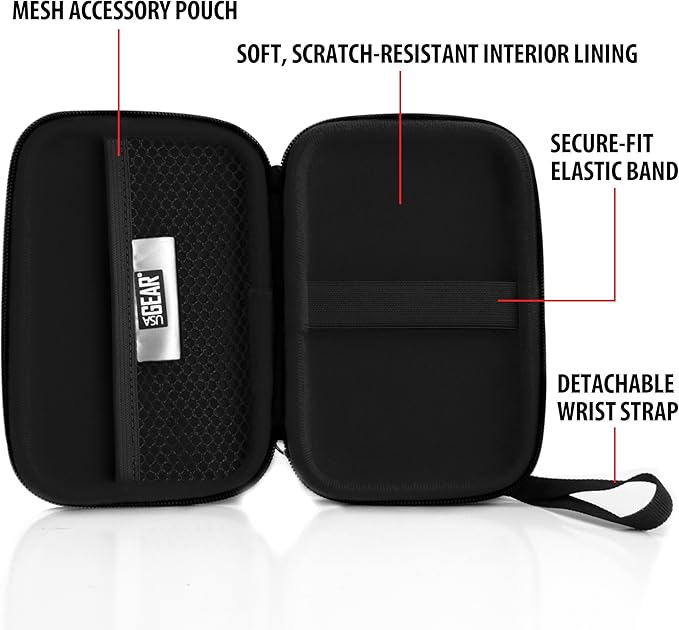 USA Gear Instant Printer Case Compatible with HP Sprocket 2x3, Instax Mini Link 2, Kodak Printomatic, Photo Paper, Cable & more - Hard Shell Portable Printer Carrying Case with Wrist Strap (Geometric)