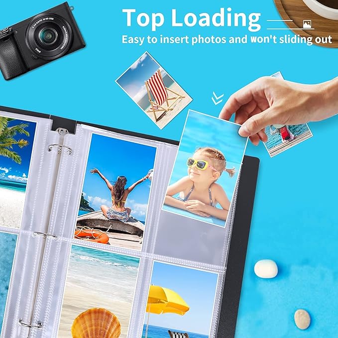 Fabmaker 30 Pack Photo Sleeves for 3 Ring Binder - (3.5x5, for 240 Photos), Archival Photo Page Protectors 3.5x5, Clear Plastic Photo Album Refill Pages Photo Pockets, Postcard Sleeves, Seed Binders