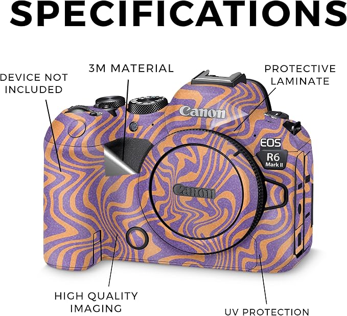 Glossy Glitter Camera Skin Compatible with Canon EOS R6 Mark II Camera (2022) - Jitter Zebra - Premium 3M Vinyl Protective Wrap Decal Cover - Easy to Apply | Crafted in The USA by MightySkins