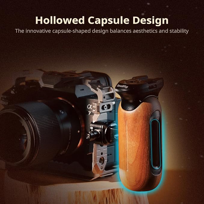 SmallRig Wooden Side Handle for Camera Cages with NATO Clamp, Left or Right Side Ergonomic Handgrip, 27mm / 1.06in Up/Down Vertical Adjustment, 15kg / 33.1lb Load Capacity