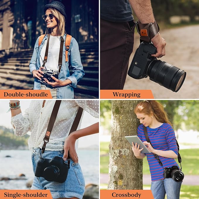 Yuenoks Camera Strap with Quick Release Buckles, Adjustable Camera Neck Strap 31.5-51 inch Shoulder Camera Strap Compatible with Nikon Canon Sony Olympus DSLR Camera-Brown