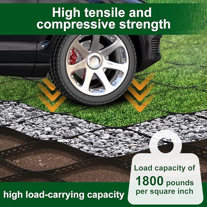 2 Inch Depth Gravel Ground Base Grid Stabilizer Mud Slope Control Driveway HDPE Material Expandable Folding Permeable Paver Honeycomb Grid for Paths,Sidewalks,ParkingLots,Gardens,Yards (10 X 33 FT)