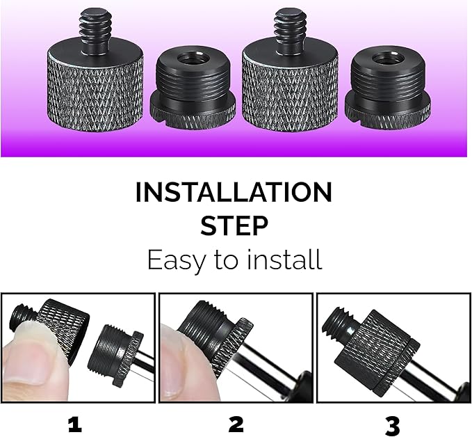 IXTECH Mic Stand Adapter Set 8 pieces Metal Microphone Stand Screw Thread Adapter 5/8 Female to 3/8 Male 3/8 Female to 5/8 Male 5/8 Female to 1/4 Male 1/4 Female to 5/8 Male Tripod Adapter ADP03A Blck