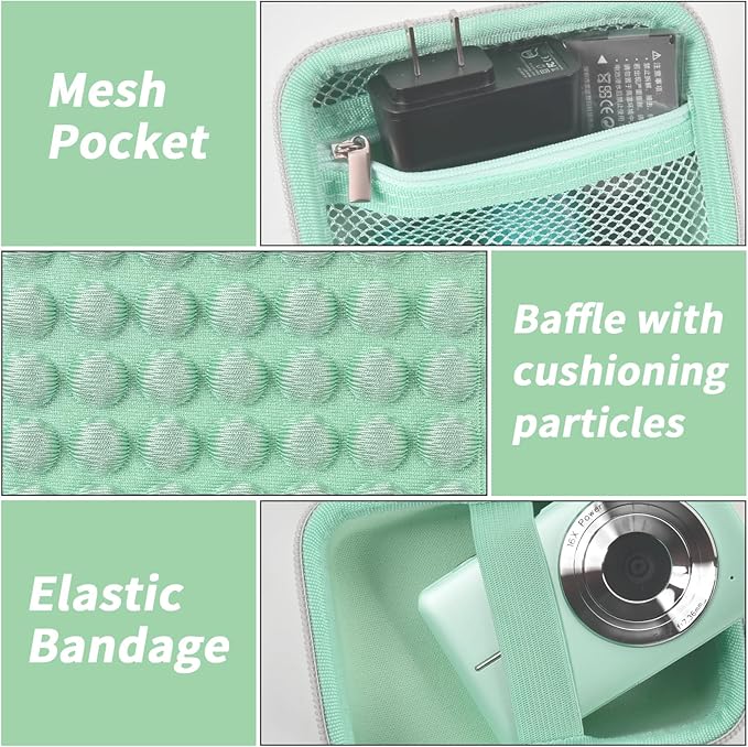Digital Camera Case for CAMKORY/for Kodak Pixpro/for VAHOIALD/for Sony DSCW800 830/ for Canon PowerShot 180 190. Vlogging Cameras Storage Holder for Accessories (Box Only)-Green