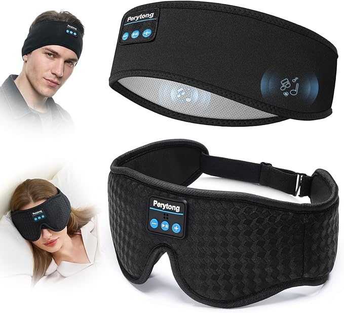 2-Pack Sleep Headphones Bluetooth 3D Sleep Mask & Wireless Headband Headphone with Ultra-Thin Speakers, Sleeping Headphones for Side Sleepers, Running, Workout, Insomniac, Travel, Gifts, Meditation