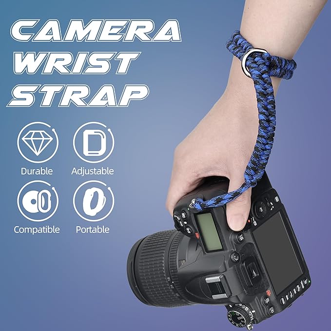 SUNYA Camera Wrist Strap Hand Lanyard Made of Paracord for Photographers to Secure DSLR. Peak Quality Accessory D ring
