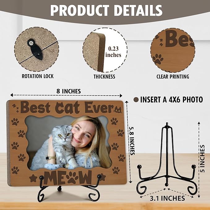 Wooden Picture Frame, Handcrafted You Had Me at Woof Wood Frame with Stand, Birthday Unique Gift for Dog Owners, Perfect for Pet Lovers, Home Tabletop Display, Fits 4 x 6 Inch Photo(Dark Brown)-A30