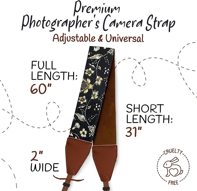Art Tribute Camera Strap for All DSLR and Mirrorless Cameras. Add Your Name Or Initials Make It a Personalized Gift