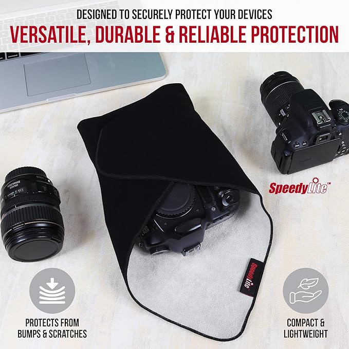 Protective Camera Wrap with Waterproof Mid-Layer. Self-Sticking Protective Lens Wrap for Digital Cameras, Tablets and Laptops. Black, 15 Inches.