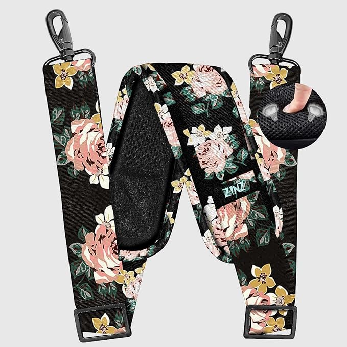 ZINZ 79 inch Shoulder Strap, Extra-thick Fixed Cushion Pad and Dual Clasps Universal Replacement Strap with Metal Swivel Hooks for Laptop Bags, Luggage Bags, Camera, Crossbody (200cm,Dark Rose)
