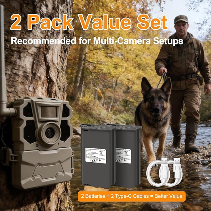 ANTIEE 2Pack Reveal Lithium Battery Pack Compatible with Tactacam Reveal Hunting Camera X, X Pro, Pro 3.0, X Gen 2.0 3.0, XB, SK Rechargeable Trail Camera Battery (Include Type-C Cable)