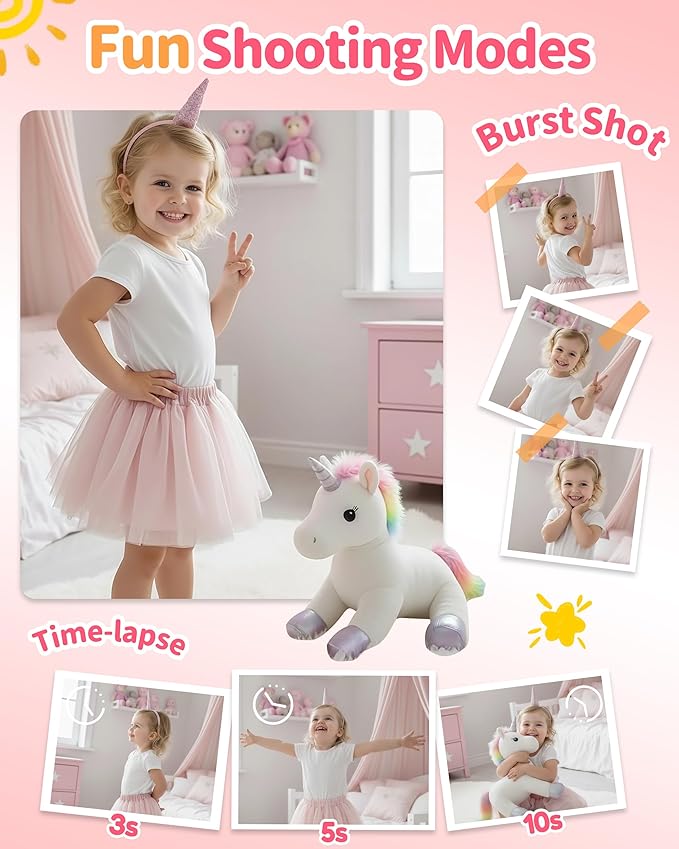 Kids Camera Instant Print, 1080P Digital Camera for Kids with 32GB SD Card, Toddler Girl Toys Birthday Festival Gifts for 3 4 5 6 7 8 9 10 Year Old Girls, Portable Travel Toys for Girls Age 3-10