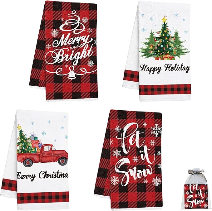 Nialnant Christmas Kitchen Towels, Absorbent Dish Towels for Kitchen, Christmas Novelty Housewarming Gifts for New House,Friend,Mom
