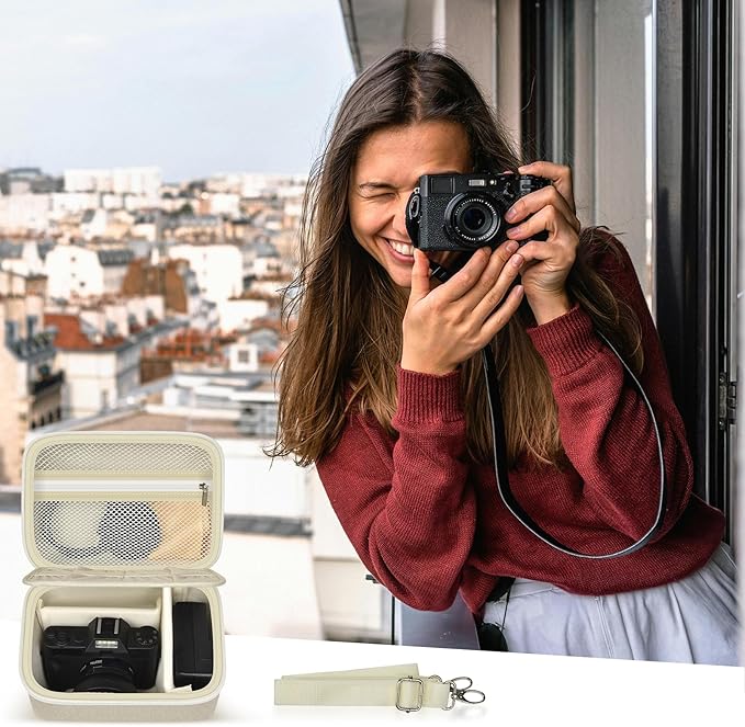 ANKHOH Vlogging Camera Case for Duluvulu/for Zostuic/for YIGLLO/for Gavonde/for Canon/for Kodak Pixpro Digital 4K 5K Camera Carrying Travel Bag for SD Cards, Accessories(Box Only)(White)