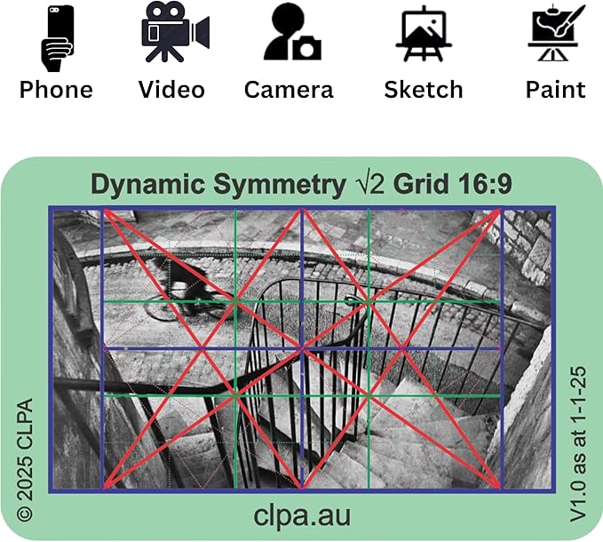 CLPA Dynamic Symmetry Viewfinder Set: Harmonic Armature, and Dynamic Symmetry Root 2, Root 3 and Root 4 for Art, Photography, & Video
