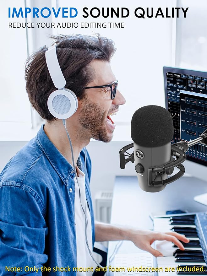 Yeti Nano Shock Mount with Pop Filter, Custom Built for Yeti Nano Mic，Anti-Vibration Suspension Shock Mount Holder Clip Compatible with Blue Yeti Nano Microphones