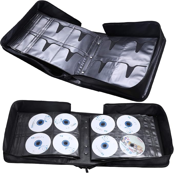 CCidea CD Case DVD Holder Storage, 400 Capacity DVD Cases Organizer Portable Cd Wallet Binder for Home Travel (400 Black)