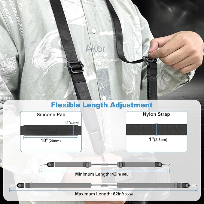 FIEIL Adjustable Camera Strap, Universal Camera Strap with Quick Release and Connection, Comes with Comfortable Silicone Shoulder Pads and Base, Smooth and Sturdy, Strap Width 1''(2.5cm)