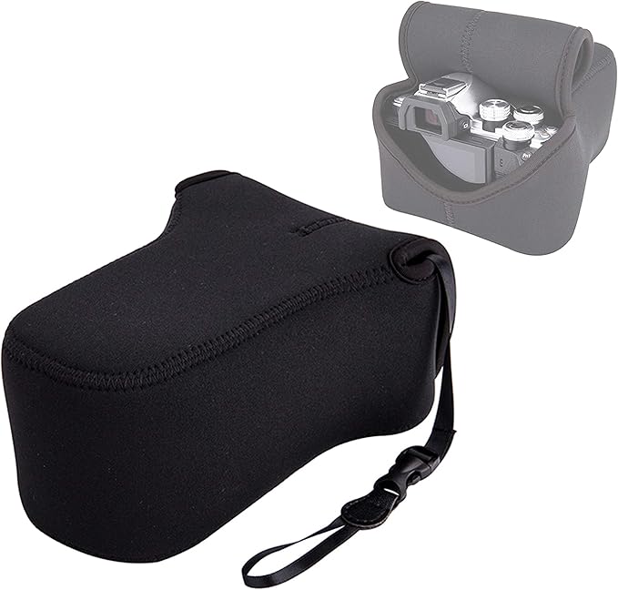JJC Black Ultra Light Neoprene Camera Case for Fujifilm Fuji X-T100 X-T30 X-T20 X-T10 +50-200mm/50-230mm Lens, Pouch Bag for Olympus E-PL8 E-M5II E-M10 II, Canon M50 M5 with Telephoto lense