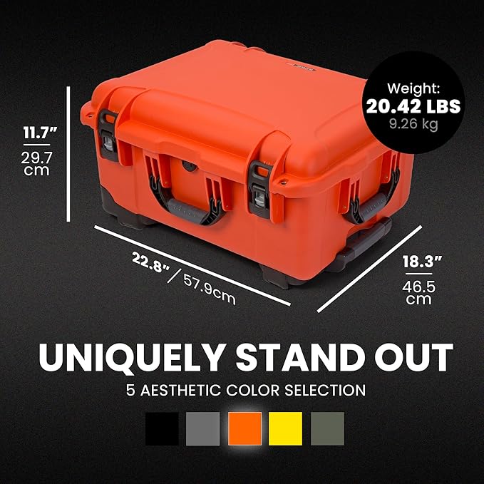 NANUK 950 Pro Photo Kit – Waterproof Travel Camera Hard Case with Padded Dividers and Wheels, 22.8” x 18.3” x 11.7”, Dustproof and Impact-Resistant, Ideal for Heavy Loads – Orange
