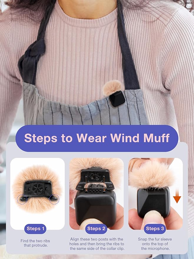 YOUSHARES Microphone Wind Muff Compatible with DJI Mic Mini - 2 Packs Furry Windproof Cover Suitable for DJI MINI 2024 Wireless to Reduce Wind Noise