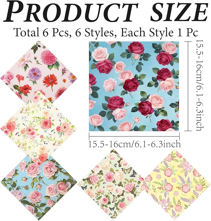 CREATCABIN 6 Pcs Flowers Glasses Cleaning Cloth Microfiber Cloth Soft Multicolor Cleaner Sunglasses Reusable Thicken Wipes for Eyeglasses Camera Cell Phone Lens Screens Glasses Gift 6x6 Inch