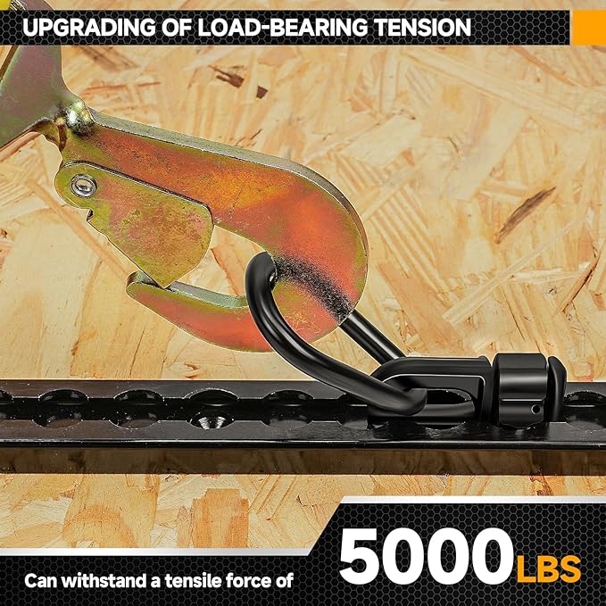 L-Track Double Stud Tie Down Fitting with Pear Link | Used with L Track Rail for Truck Bed,Trailer Cargo Control,Pickup,RV,ATV,Bearing 5000 LBS Heavy Duty Steel (Pack of 6 Black)