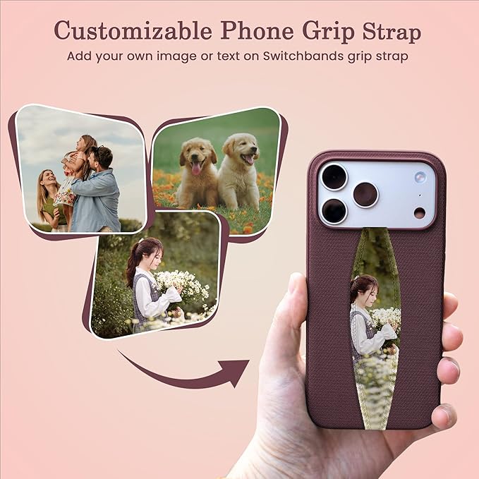 Switchbands Flower Phone Grip Strap – Customizable & Reversible Finger Holder for Phone Back, Wireless Charging Compatible, Detachable Phone Holder for iPhone & Android - Custom