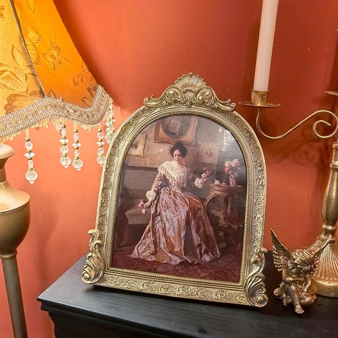 Vintage Picture Frames 8x10 Ornate Gold Antique Picture Frames for Wall and Tabletop Vintage Photo Frame Victorian Home Decor Gallery Wall Decor in Arch Shape