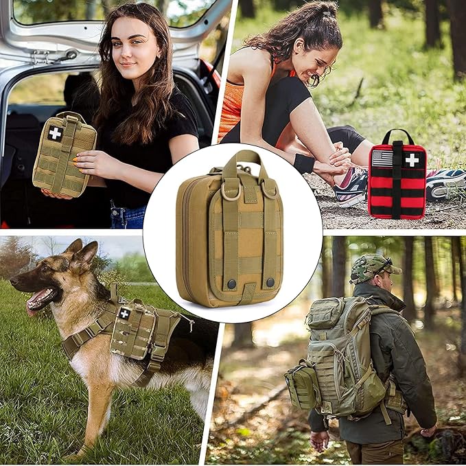 first aid kit bag empty Molle ifak pouch emt tactical medical pouch med rip away belt pouch small rescue tool pouches (TAN)