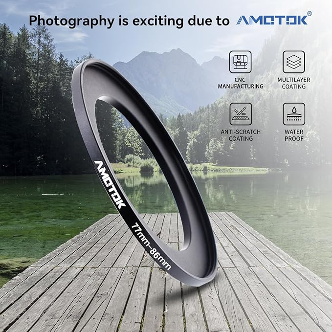 77mm Lens to 86mm Camera Lens Adapter,77mm to 86mm Filter Step up Ring Adapter Ring,Compatible All 86mm Filter Accessory
