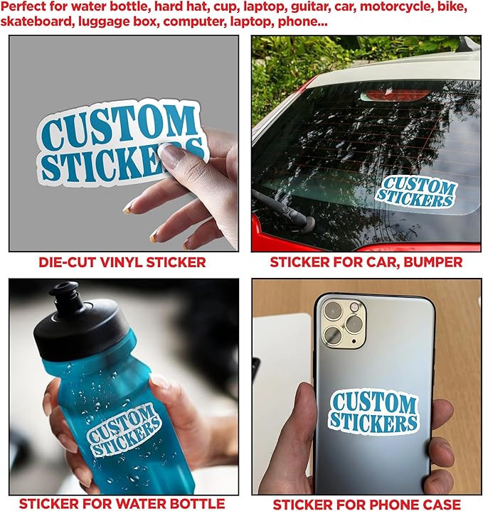 Custom Sticker with Your Image Photo Text or Logo Decal Labels, Personalized Safe Label for Business Logo Image Stickers Waterproof Die-Cut Vinyl Stickers for Water Bottle Laptop Hardhat Sticker