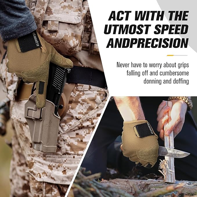 eLusefor Natural Tactile Shooting Glove: Seamless Wrap-Fingers Design, 360° Touchscreen Freedom, Customizable Badge